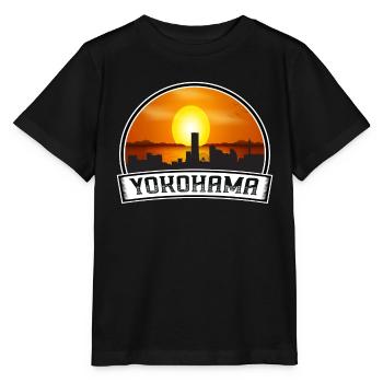 Yokohama Japon Skyline Vintage Sunset Travel Souve - T-shirt bio MINI CREATOR Stanley/Stella Enfant - noir - Devant - Mikhail (115cm)