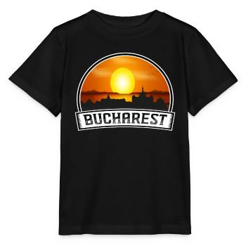 Bukarest Rumänien Skyline Vintage Sonnenuntergang Reisen So - Stanley/Stella Kinder T-Shirt MINI CREATOR  - Schwarz - Vorne - Mikhail (115cm)