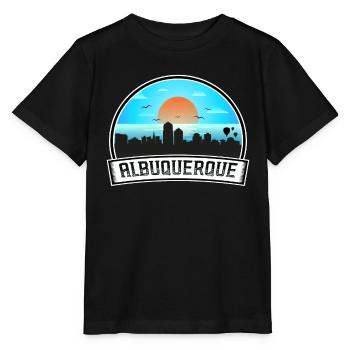 Albuquerque Nouveau-Mexique États-Unis Skyline Vintage Coucher de soleil - T-shirt bio MINI CREATOR Stanley/Stella Enfant - noir - Devant - Mikhail (115cm)