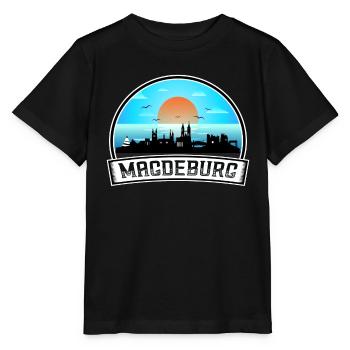 Magdebourg Allemagne Skyline Vintage Sunset Travel So - T-shirt bio MINI CREATOR Stanley/Stella Enfant - noir - Devant - Mikhail (115cm)