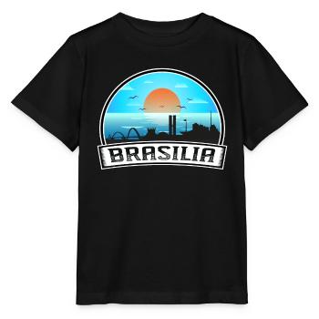 Brasilia Brazil Skyline Vintage Sunset Travel Souv - Stanley/Stella MINI CREATOR Kids’ T-Shirt - black - Front - Mikhail (115cm)