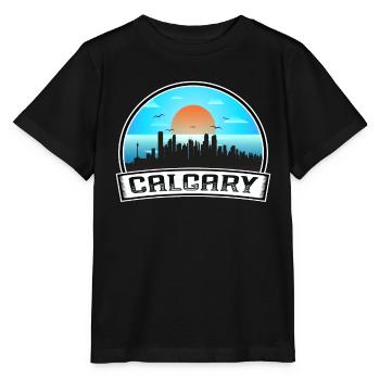 Calgary Canada Skyline Vintage Sunset Travel Souve - T-shirt bio MINI CREATOR Stanley/Stella Enfant - noir - Devant - Mikhail (115cm)