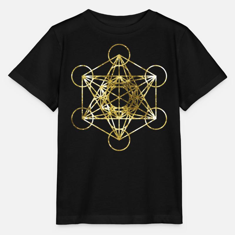 Metatrons Cube Gold Sacred Geometry - Stanley/Stella MINI CREATOR Kids’ T-Shirt - black