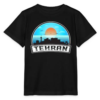 Tehran Iran Skyline Vintage Sunset Travel Souvenir - Stanley/Stella MINI CREATOR Kids’ T-Shirt - black - Front - Mikhail (115cm)