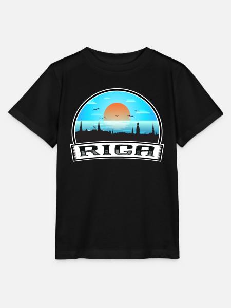Riga Lettonie Skyline Vintage Sunset Souvenir de voyage - T-shirt bio MINI CREATOR Stanley/Stella Enfant - noir