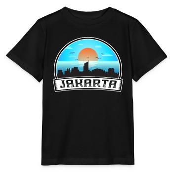 Jakarta Indonésie Skyline Vintage Sunset Travel So - T-shirt bio MINI CREATOR Stanley/Stella Enfant - noir - Devant - Mikhail (115cm)
