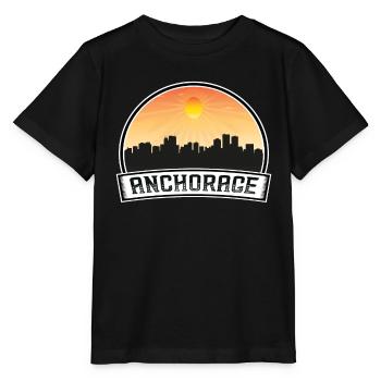 Anchorage Alaska Usa Skyline Vintage Sunset Travel - Stanley/Stella Kinder T-Shirt MINI CREATOR  - Schwarz - Vorne - Mikhail (115cm)