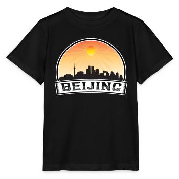Beijing China Skyline Vintage Sunset Travel Souven - Stanley/Stella MINI CREATOR Kids’ T-Shirt - black - Front - Mikhail (115cm)