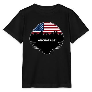 Anchorage Alaska USA Flagge Skyline Silhouette Trave - Stanley/Stella Kinder T-Shirt MINI CREATOR  - Schwarz - Vorne - Mikhail (115cm)
