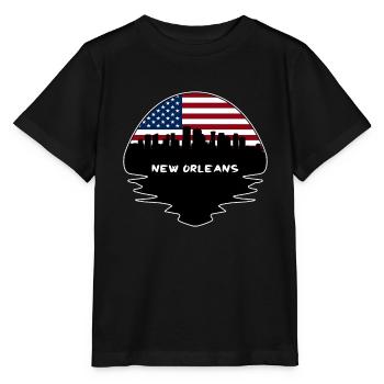 New Orleans Louisiana Usa Flag Skyline Silhouette - Stanley/Stella MINI CREATOR Kids’ T-Shirt - black - Front - Mikhail (115cm)