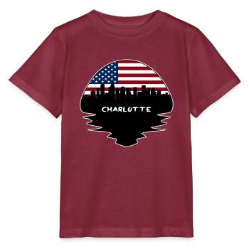 Charlotte North Carolina Usa Flag Skyline Silhouet - Stanley/Stella MINI CREATOR Kids’ T-Shirt - burgundy - Front - Kain (125cm)