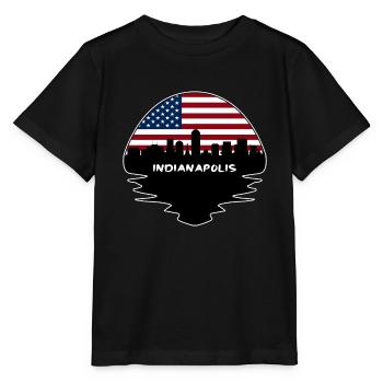 Indianapolis Indiana USA Flagge Skyline Silhouette T - Stanley/Stella Kinder T-Shirt MINI CREATOR  - Schwarz - Vorne - Mikhail (115cm)