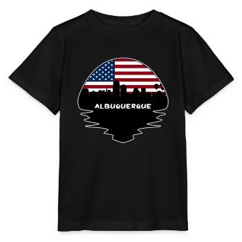 Albuquerque Nouveau-Mexique États-Unis Flag Skyline Silhouette - T-shirt bio MINI CREATOR Stanley/Stella Enfant - noir - Devant - Mikhail (115cm)