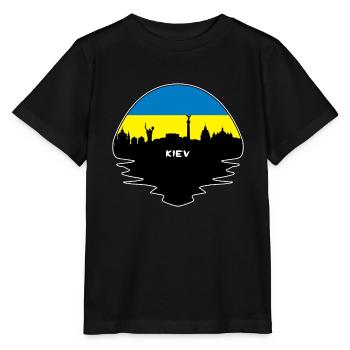 Kiew-Ukraine-Flaggen-Skyline-Schattenbild-Reise - Stanley/Stella Kinder T-Shirt MINI CREATOR  - Schwarz - Vorne - Mikhail (115cm)