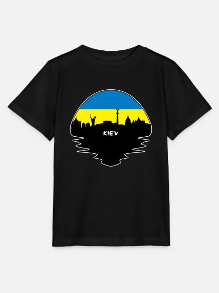 Viaggio della siluetta dell'orizzonte della bandiera dell'Ucraina di Kiev - T-shirt MINI CREATOR barn från Stanley/Stella - svart