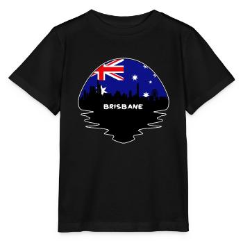 Brisbane Australia Flag Skyline Silhouette Travel - Stanley/Stella MINI CREATOR Kids’ T-Shirt - black - Front - Mikhail (115cm)