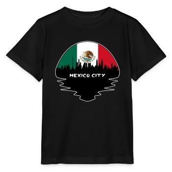 Mexico City Mexico Flag Skyline Silhouette Travel - Stanley/Stella MINI CREATOR Kids’ T-Shirt - black - Front - Mikhail (115cm)