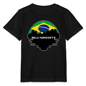 Belo Horizonte Brésil Flag Skyline Silhouette - T-shirt bio MINI CREATOR Stanley/Stella Enfant - noir - Devant - Mikhail (115cm)