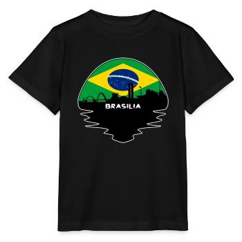 Brasilia Brazil Flag Skyline Silhouette Travel - Stanley/Stella MINI CREATOR Kids’ T-Shirt - black - Front - Mikhail (115cm)