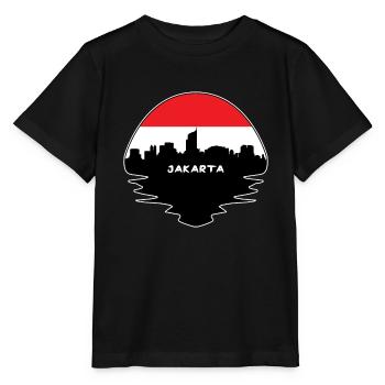Jakarta Indonésie Flag Skyline Silhouette Voyage - T-shirt bio MINI CREATOR Stanley/Stella Enfant - noir - Devant - Mikhail (115cm)