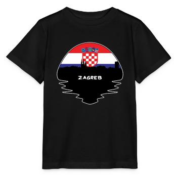 Zagreb Croatie Flag Skyline Silhouette Voyage - T-shirt bio MINI CREATOR Stanley/Stella Enfant - noir - Devant - Mikhail (115cm)