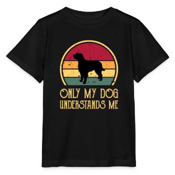 Briquet Griffon Vendeen Dog Silhouette Retro Sun - T-shirt bio MINI CREATOR Stanley/Stella Enfant - noir - Devant - Mikhail (115cm)