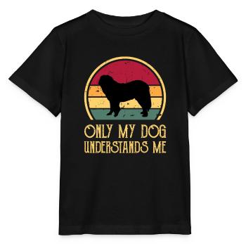 Chien de berger du Caucase Silhouette Rétro Coucher de soleil - T-shirt bio MINI CREATOR Stanley/Stella Enfant - noir - Devant - Mikhail (115cm)