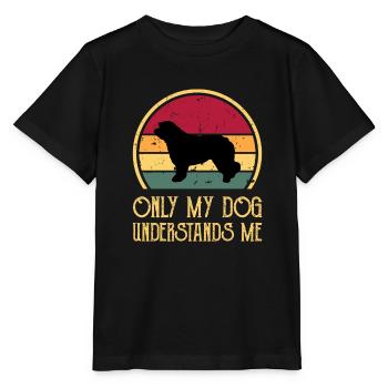Catalan Sheepdog Dog Lover Silhouette Retro Sunset - Stanley/Stella MINI CREATOR Kids’ T-Shirt - black - Front - Mikhail (115cm)