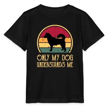 Sibérie orientale Laika Dog Silhouette Retro Sunset - T-shirt bio MINI CREATOR Stanley/Stella Enfant - noir - Devant - Mikhail (115cm)