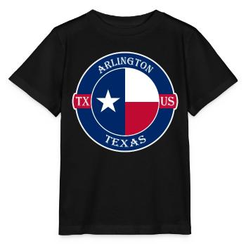 Arlington Texas Flagge USA Reise Souvenir Abzeichen - Stanley/Stella Kinder T-Shirt MINI CREATOR  - Schwarz - Vorne - Mikhail (115cm)