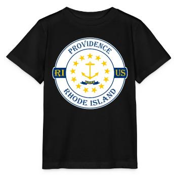 Providence Rhode Island Flagge USA Souvenir Abzeichen - Stanley/Stella Kinder T-Shirt MINI CREATOR  - Schwarz - Vorne - Mikhail (115cm)