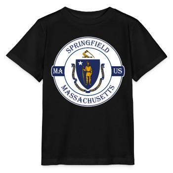 Springfield Massachusetts Flagge USA Reisesouvenir - Stanley/Stella Kinder T-Shirt MINI CREATOR  - Schwarz - Vorne - Mikhail (115cm)
