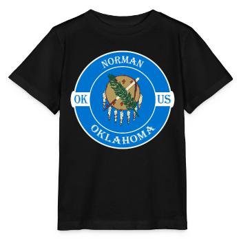 Norman Oklahoma Flag USA Travel Souvenir Badge - T-shirt bio MINI CREATOR Stanley/Stella Enfant - noir - Devant - Mikhail (115cm)