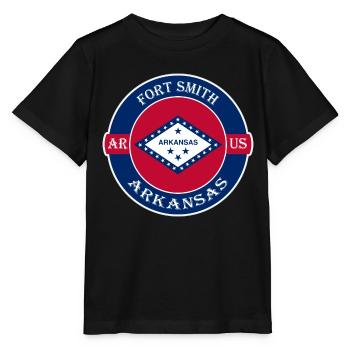Fort Smith Arkansas Flag USA Travel Souvenir Badge - T-shirt bio MINI CREATOR Stanley/Stella Enfant - noir - Devant - Mikhail (115cm)