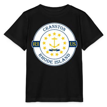 Cranston Rhode Island Flagge USA Souvenir Abzeichen - Stanley/Stella Kinder T-Shirt MINI CREATOR  - Schwarz - Vorne - Mikhail (115cm)
