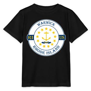 Warwick Rhode Island Flagge USA Souvenir Abzeichen - Stanley/Stella Kinder T-Shirt MINI CREATOR  - Schwarz - Vorne - Mikhail (115cm)