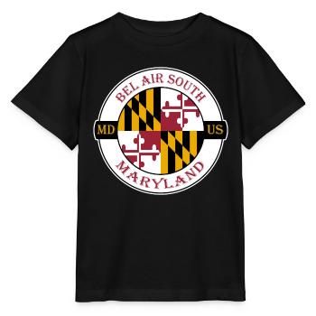 Bel Air South Maryland Flag USA Souvenir Badge - T-shirt bio MINI CREATOR Stanley/Stella Enfant - noir - Devant - Mikhail (115cm)