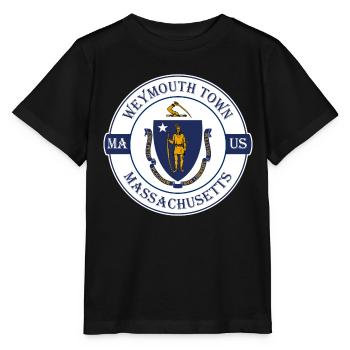 Weymouth Town Massachusetts Flag USA Souvenir - T-shirt bio MINI CREATOR Stanley/Stella Enfant - noir - Devant - Mikhail (115cm)