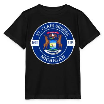 St. Clair Shores Michigan Flag USA Travel Souvenir - Stanley/Stella MINI CREATOR Kids’ T-Shirt - black - Front - Mikhail (115cm)