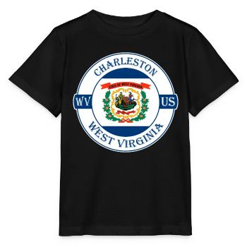 Charleston West Virginia Flagge USA Souvenir Logo - Stanley/Stella Kinder T-Shirt MINI CREATOR  - Schwarz - Vorne - Mikhail (115cm)
