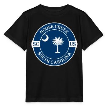 Goose Creek South Carolina Flag USA Souvenir - Stanley/Stella MINI CREATOR Kids’ T-Shirt - black - Front - Mikhail (115cm)