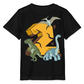 Chemise d’anniversaire dinosaure 2 ans Jeunes enfants - T-shirt bio MINI CREATOR Stanley/Stella Enfant - noir - Devant - Mikhail (115cm)
