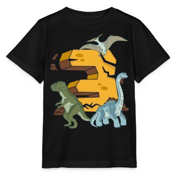 Dinosaur Birthday Shirt 3 Years Young Children - Stanley/Stella MINI CREATOR Kids’ T-Shirt - black - Front - Mikhail (115cm)