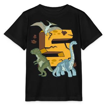 Dinosaur Birthday Shirt 5 Years Young Children - Stanley/Stella MINI CREATOR Kids’ T-Shirt - black - Front - Mikhail (115cm)