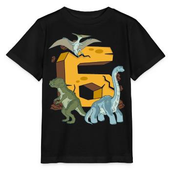 Dinosaur Birthday Shirt 6 Years Young Children - Stanley/Stella MINI CREATOR Kids’ T-Shirt - black - Front - Mikhail (115cm)