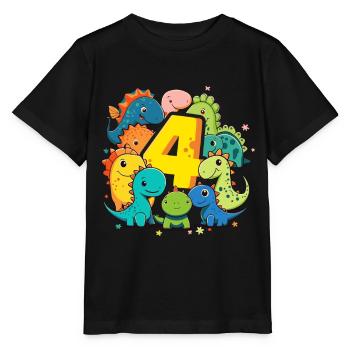 4ème anniversaire avec chemise d’anniversaire dinosaure - T-shirt bio MINI CREATOR Stanley/Stella Enfant - noir - Devant - Mikhail (115cm)
