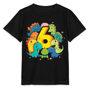 6ème anniversaire avec une chemise d’anniversaire de dinosaure - T-shirt bio MINI CREATOR Stanley/Stella Enfant - noir - Devant - Mikhail (115cm)