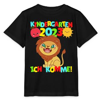 Kindergarten ich komme Löwe Kindergartenkind 2022 - Stanley/Stella Kinder T-Shirt MINI CREATOR  - Schwarz - Vorne - Mikhail (115cm)