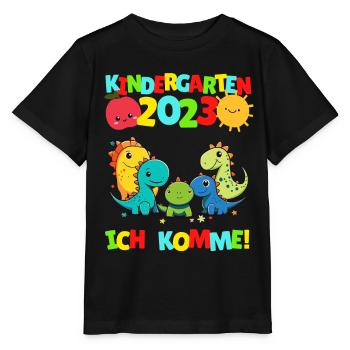 Kindergarten ich komme Kindergartenkind 2022 Dino - Stanley/Stella Kinder T-Shirt MINI CREATOR  - Schwarz - Vorne - Mikhail (115cm)