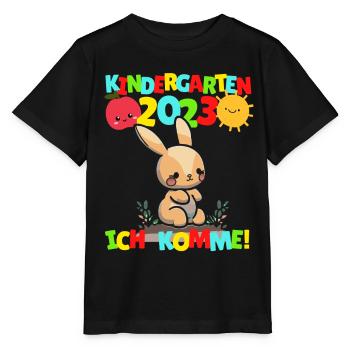 Kindergarten ich komme Hase Kindergartenkind 2022 - Stanley/Stella Kinder T-Shirt MINI CREATOR  - Schwarz - Vorne - Mikhail (115cm)